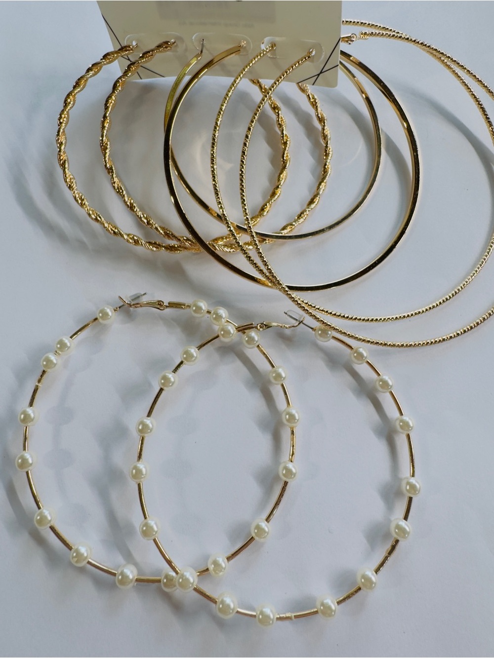 Aldo Gold Hoop Earring Set with Pearl-Embellished Hoops